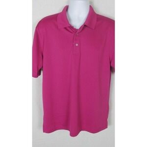 PGA TOUR Men's Airflux Solid Fuchsia Pink Polo Golf Shirt Large New small snag